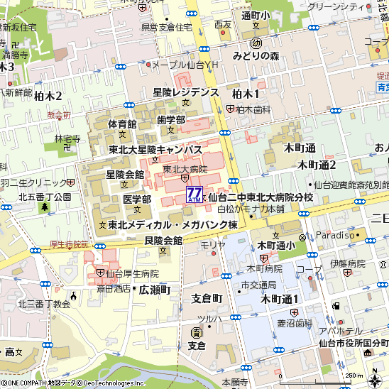 大学病院（東病棟）付近の地図